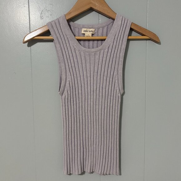 Sister Katie The Jen Tank in Lilac Size Small Cropped Rib Knit Tank Baby Alpaca - Picture 2 of 6